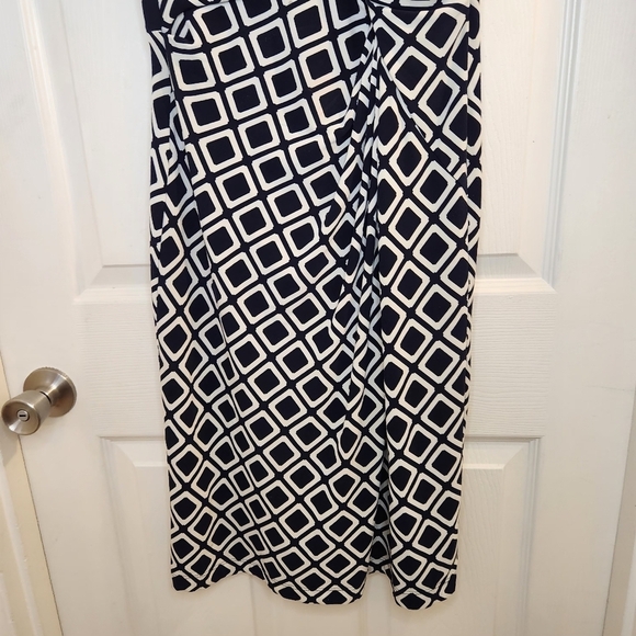 Lauren Ralph Lauren Shift Dress Sz: 8 Navy and White Geometric Dress - Picture 5 of 13